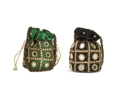 Combo of Gold & Black Color Designer Embroidered Potli Bag